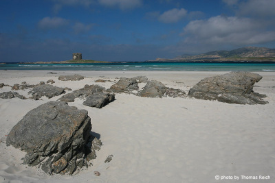 Sandy beach at Torre Pelosa Sardinia