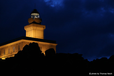 Leuchtturm bei Nacht, Capo Testa, Sardinien