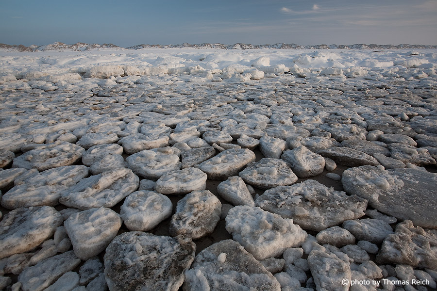Eisschollen Nordsee Küste auf Insel Amrum