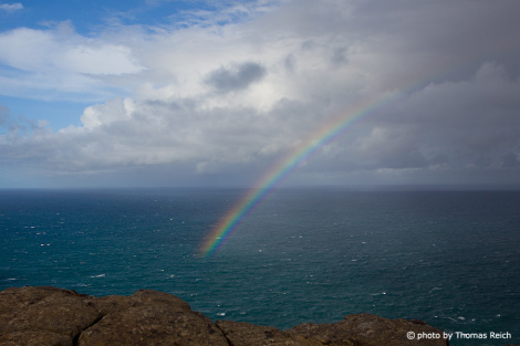Rainbow over the Atlantic ocean, Madeira