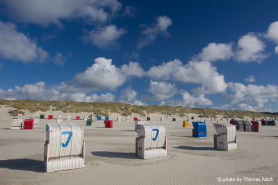 Colorful beach chairs North Sea