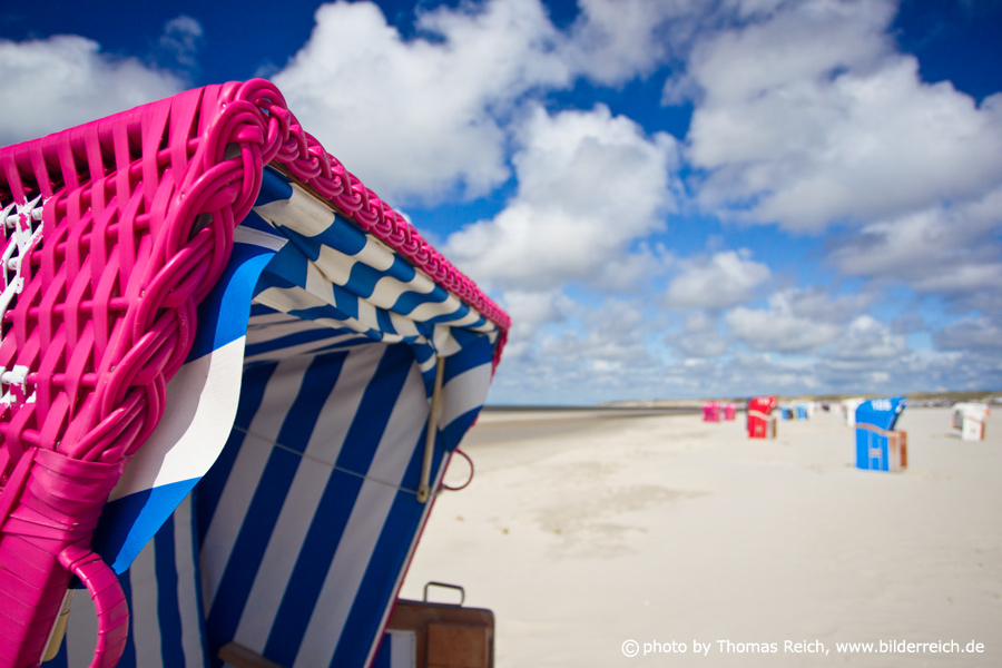 Colorful beach chairs North Sea