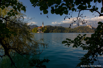 Blejski otok island and lake Bled, Slovenia