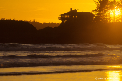 Sonnenuntergang Haus Pazifikküste USA