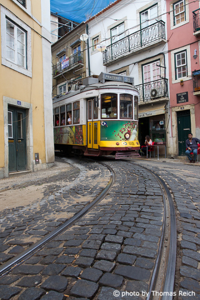 Tramway 28 in Alfama, Lisbon