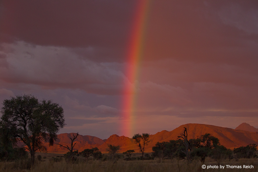 Rain bow and Sunset Namib-Naukluft National Park