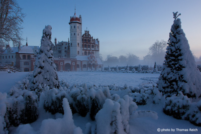 Snow covered castle in Basedow