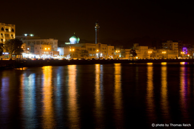 Corniche in Mutrah by night, Muscat, Oman