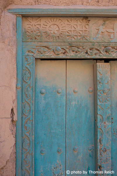 Old wooden doors in Al Hamra, Oman