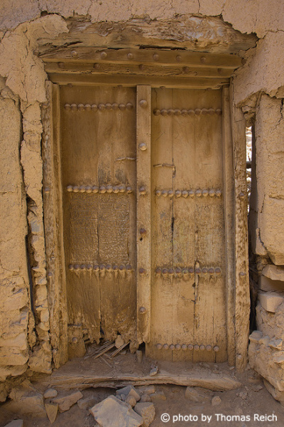 Old wooden door in Al Hamra, Oman