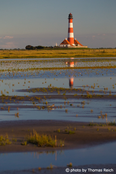Wadden Sea with Lighthouse Westerheversand