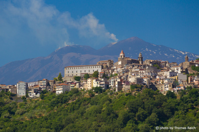 Mountain village Castiglione di Sicilia and Etna