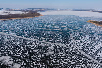 Frozen Lake Malchin aerial image