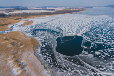 Ice hole Lake Malchin
