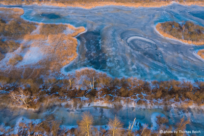 Peatland in winter drone picture