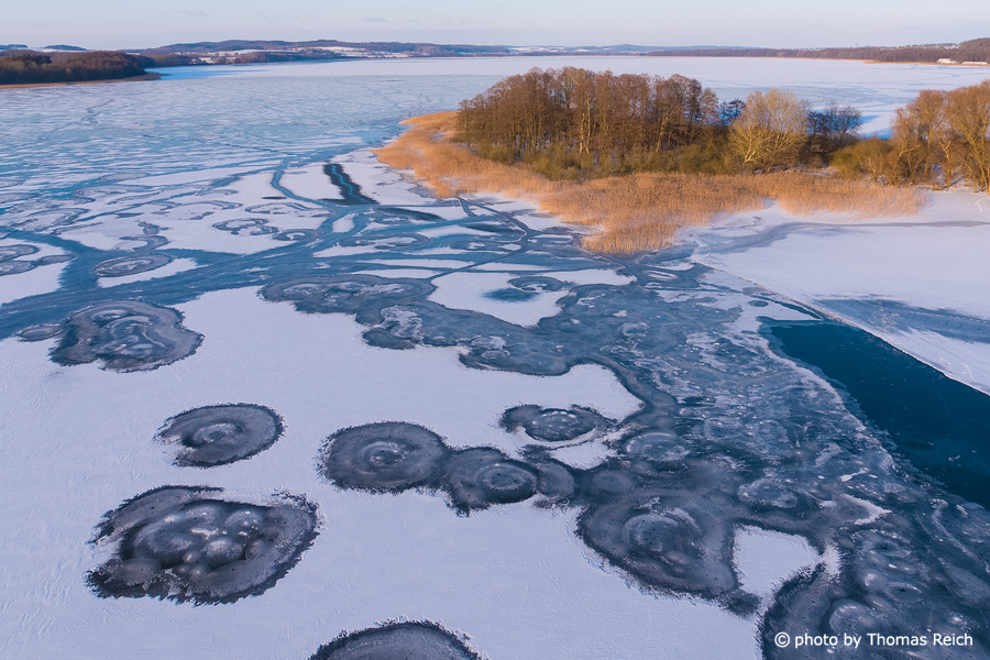 Frozen Malchiner lake and Schweineinsel Winter