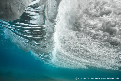 Underwater wave vortex close-up
