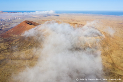 Volcano Fuerteventura with clouds