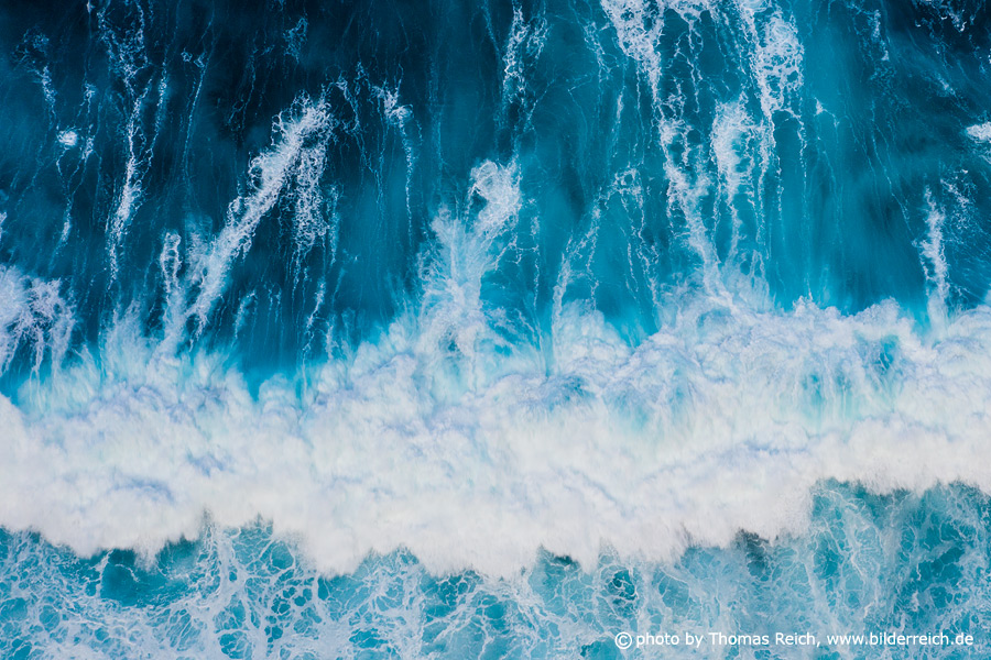 Blue ocean waves aerial photo
