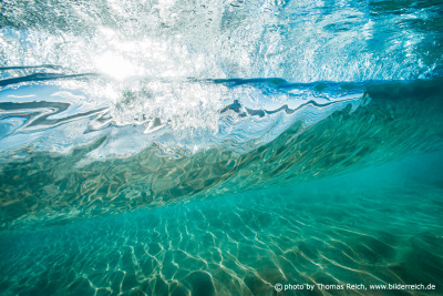 Underwater view of glassy waves