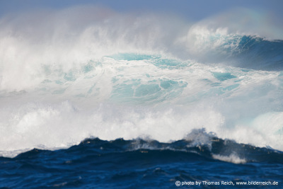 Powerful crashing sea waves