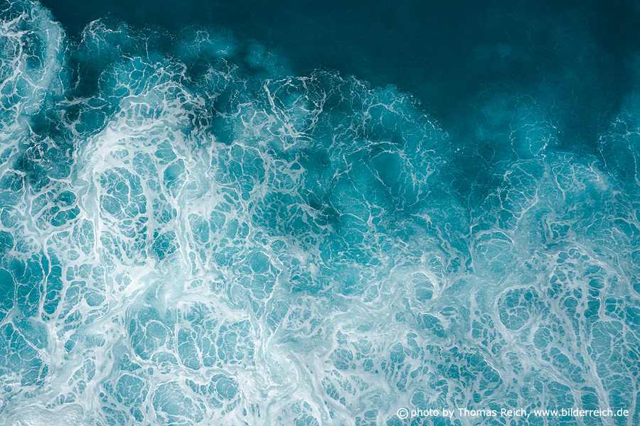 Blue ocean waves aerial view