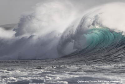 Powerful Waves crashing and foaming