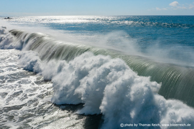 Rogue waves crashing ashore