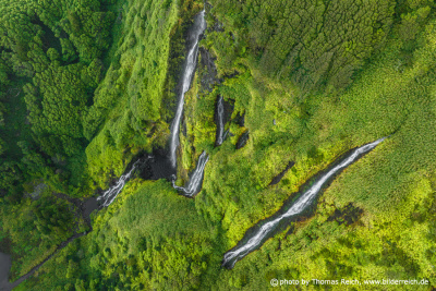 Waterfalls mountains Flores Island Azores