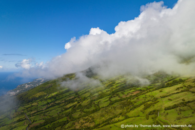 Azores island of São Jorge and Pico drone shot