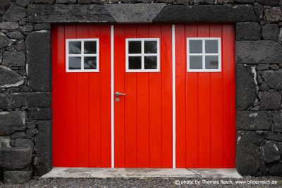 Red painted house door, Pico Island